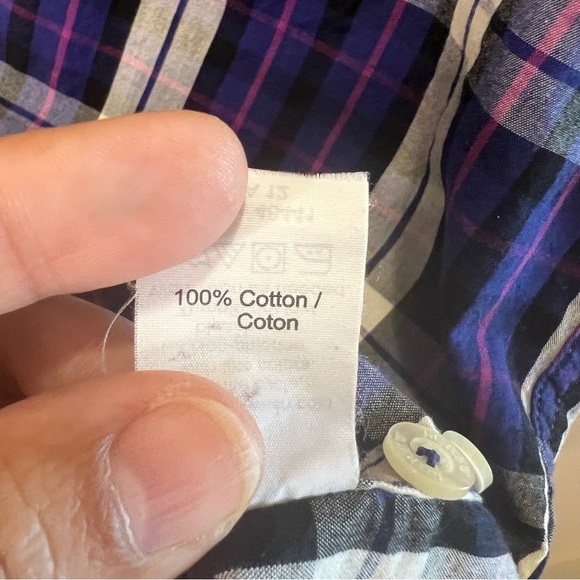 J. Crew washed tartan buttoned down purple & pink plaid XL - Picture 5 of 7